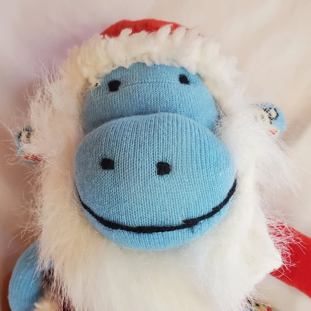 Paul Frank Julius Monkey Santa Claus Plush Blue Sock Monkey Holiday Christmas